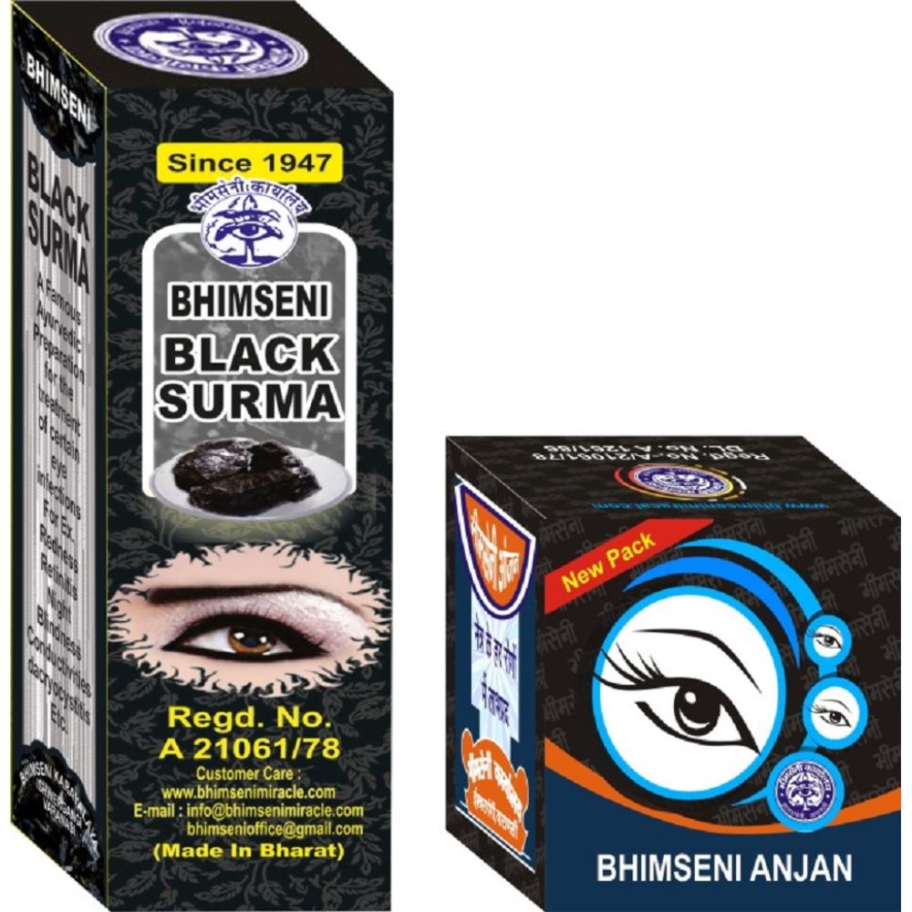 Bhimseni Black Surma and Anjan kajal Combo (1Pack)