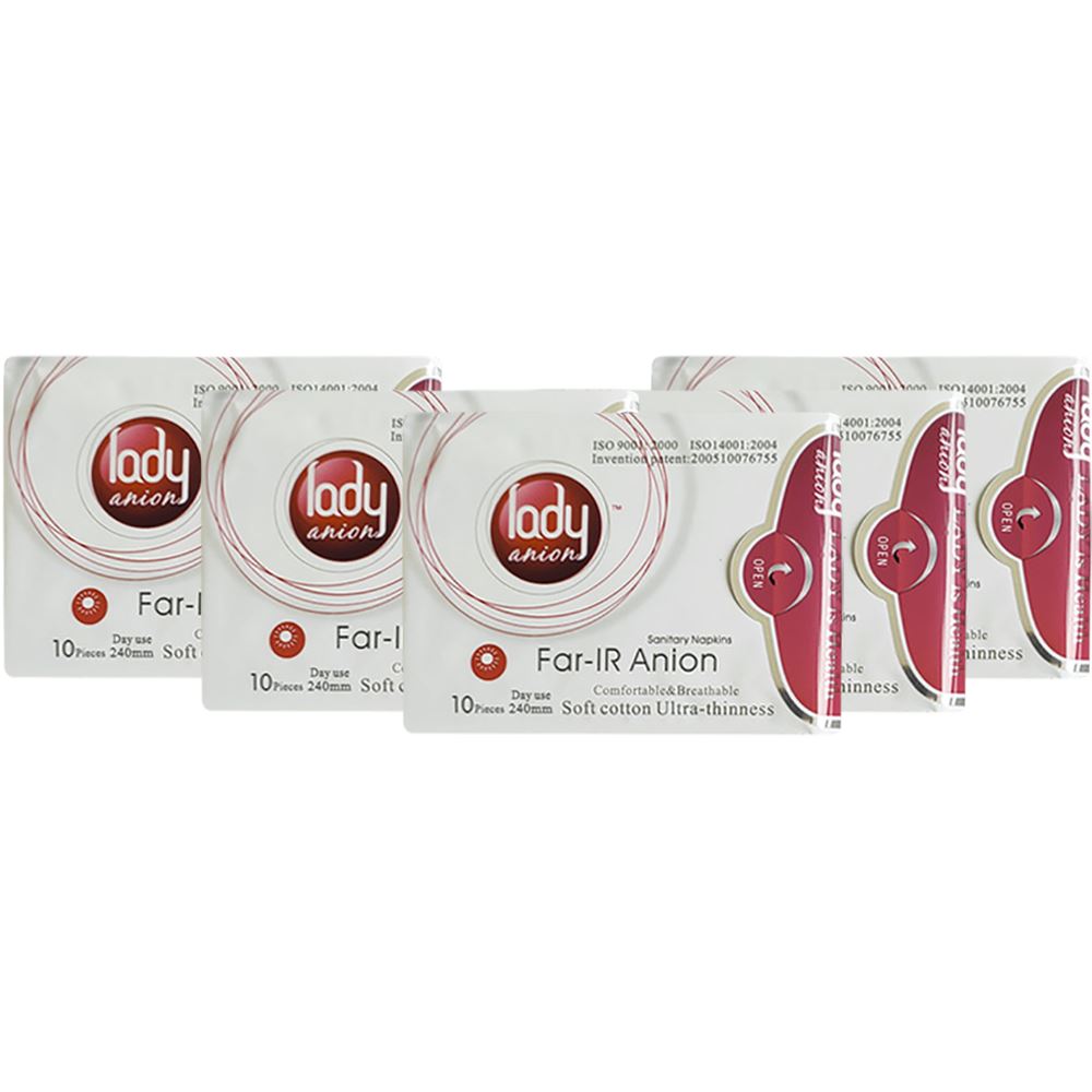 Lady Anion Sanitary Napkin (240MM) (10pcs, Pack of 5) Lady Anion Sanitary Napkin (240MM) (10pcs, Pack of 5)