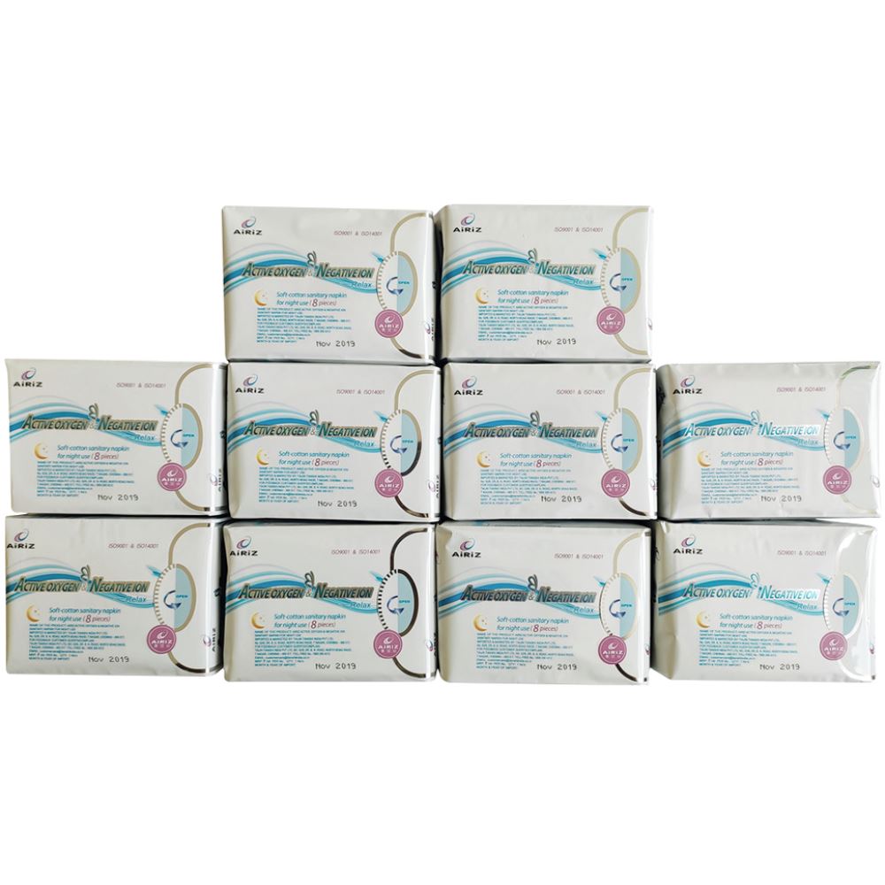 Airiz Active Oxygen & Negative Ion Soft-Cotton Sanitary Napkin (280MM) (8pcs, Pack of 10)