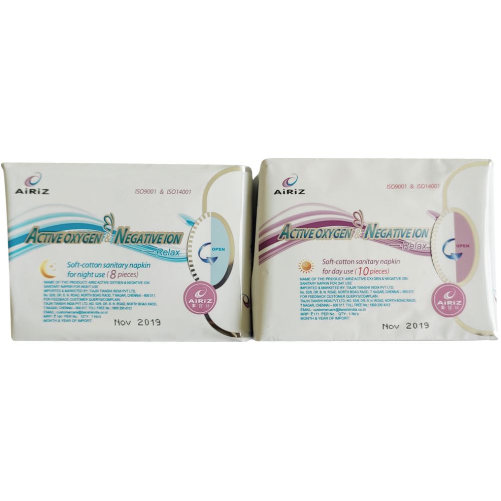 Airiz Active Oxygen & Negative Ion Soft-Cotton Sanitary Napkin (240MM(10Pads) (290MM(8Pads) (1Pack) Airiz Active Oxygen & Negative Ion Soft-Cotton Sanitary Napkin (240MM(10Pads) (290MM(8Pads) (1Pack)