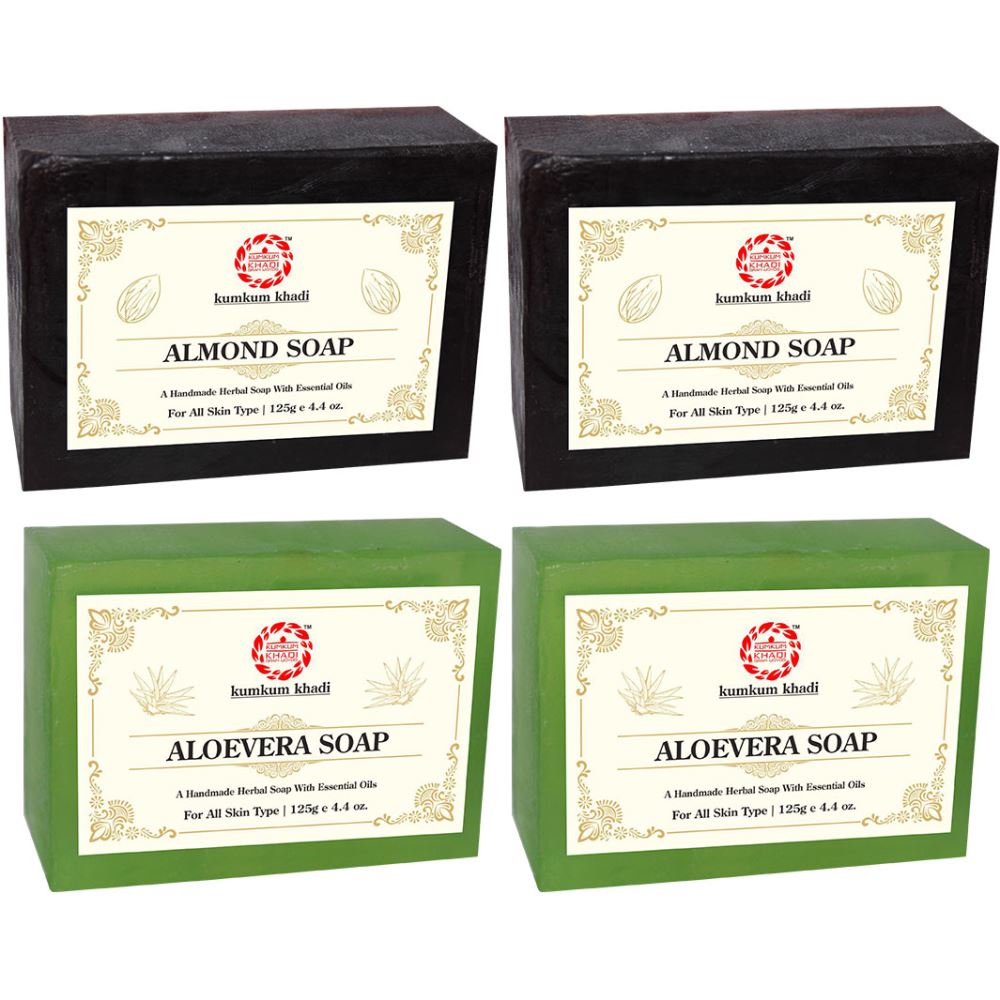 Kumkum Khadi Herbal Almond And Aloevera Soap (125g, Pack of 4) Kumkum Khadi Herbal Almond And Aloevera Soap (125g, Pack of 4)