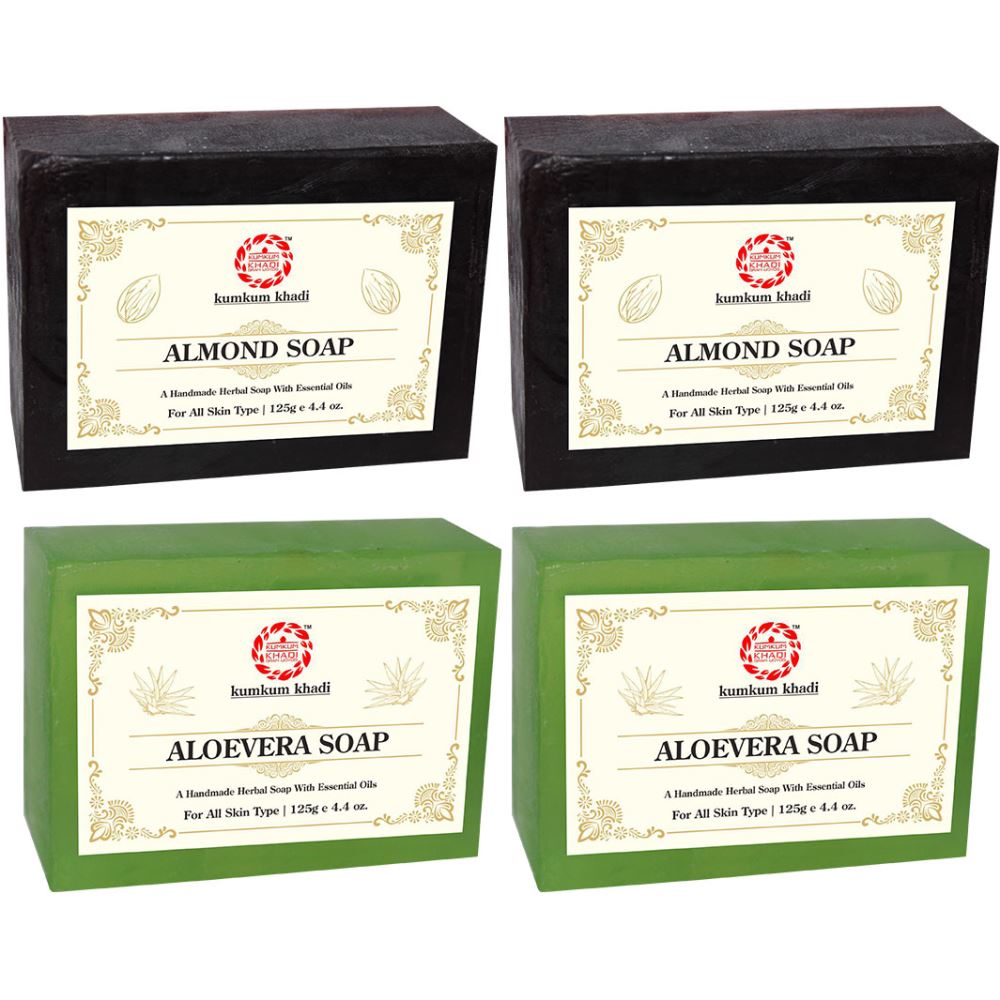 Kumkum Khadi Herbal Almond And Aloevera Soap (125g, Pack of 4)