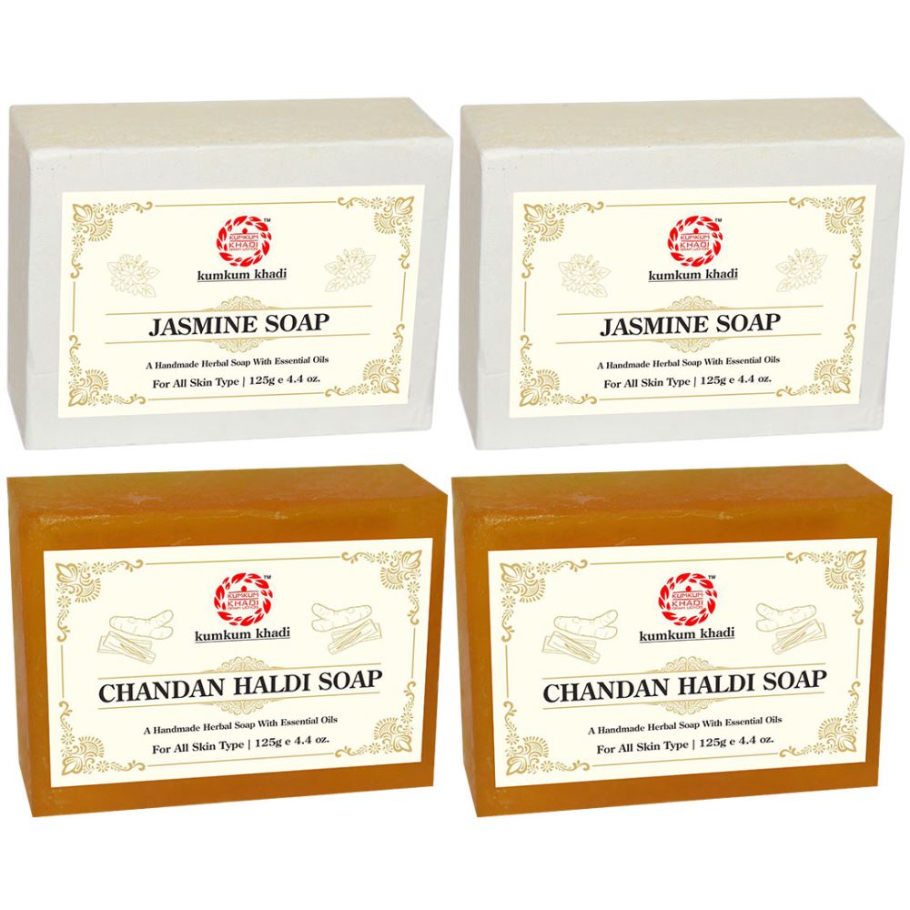Kumkum Khadi Herbal Jasmine And Chandan Haldi Soap (125g, Pack of 4) Kumkum Khadi Herbal Jasmine And Chandan Haldi Soap (125g, Pack of 4)