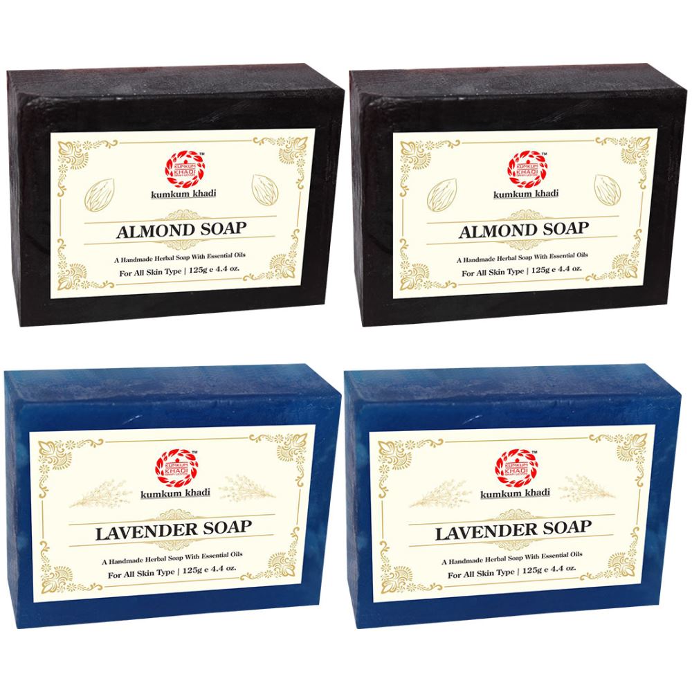 Kumkum Khadi Herbal Almond And Lavender Soap (125g, Pack of 4)