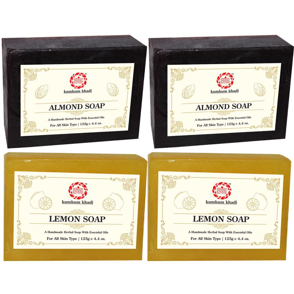 Kumkum Khadi Herbal Almond And Lemon Soap (125g, Pack of 4)