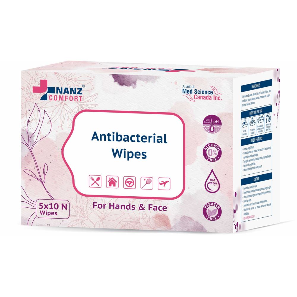 Nanz Comfort Antibacterial Wipes (For Hands And Face) (50pcs)