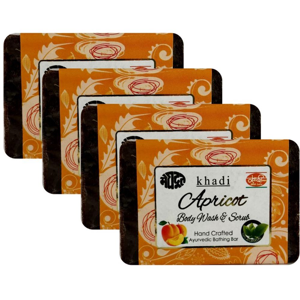 Meghdoot Apricot Body Wash & Scrub Soap (125g, Pack of 4)