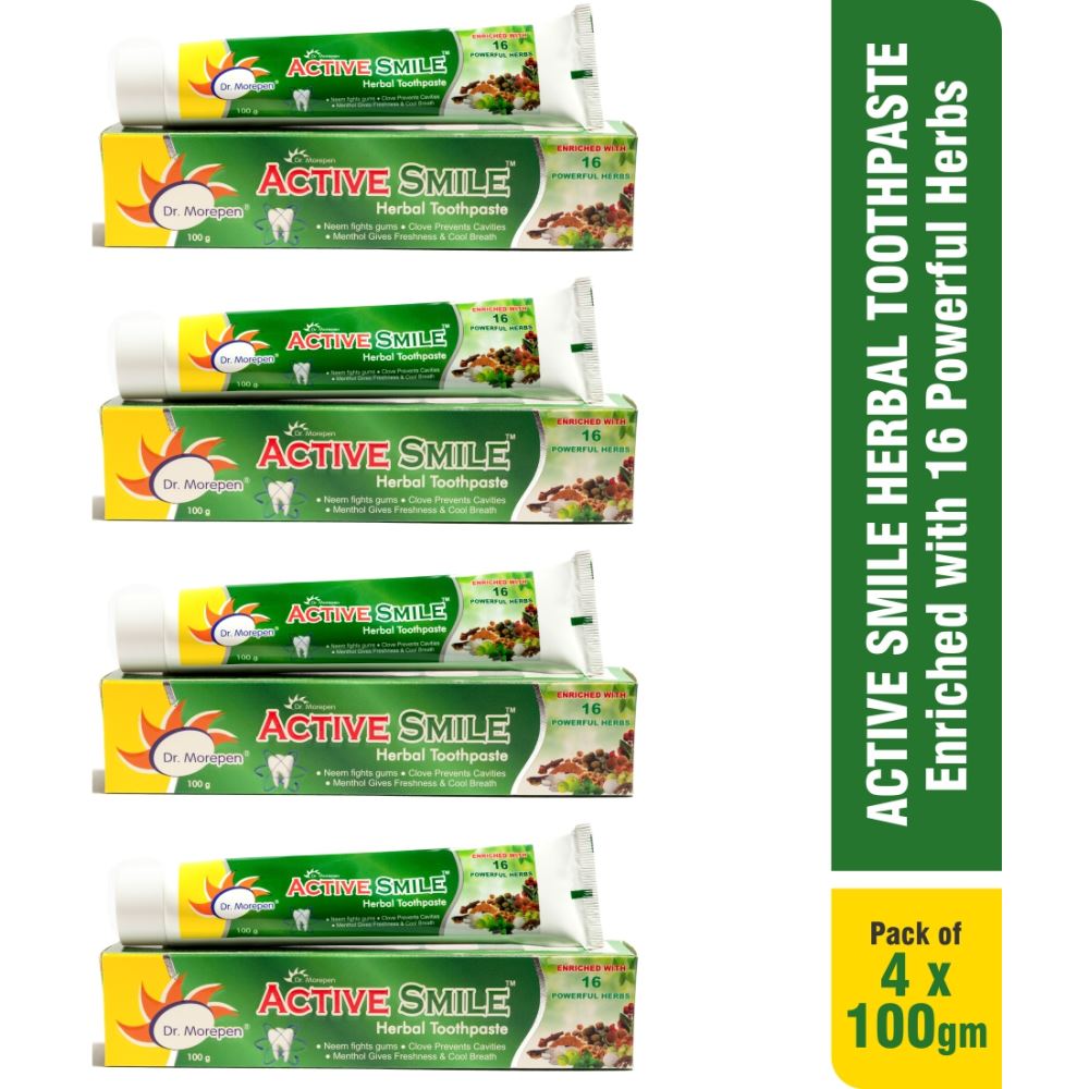 Dr Morepen Active Smile Herbal Toothpaste (100g, Pack of 4) Dr Morepen Active Smile Herbal Toothpaste (100g, Pack of 4)
