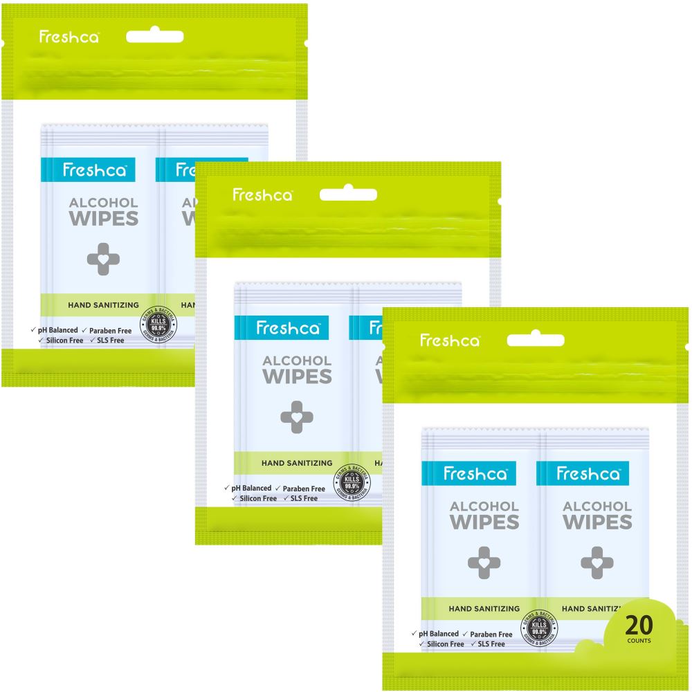 Freshca Hand Sanitizing Wet Wipes (20pcs, Pack of 3) Freshca Hand Sanitizing Wet Wipes (20pcs, Pack of 3)