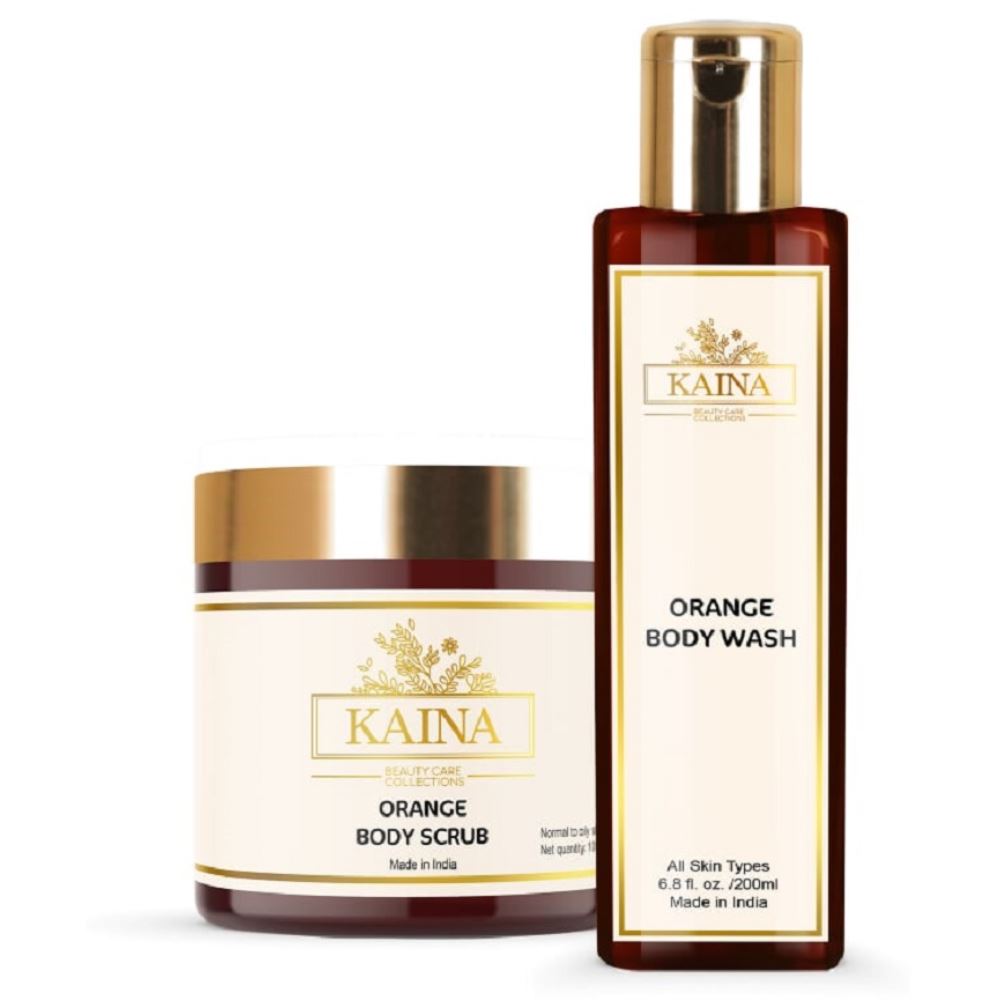 Kaina Skincare Orange Body Scrub & Wash Combo (1Pack)