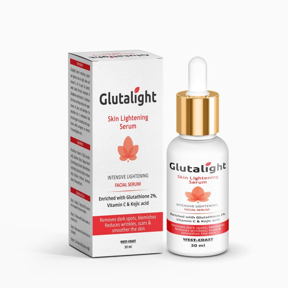 Glutalight Glutathione, Vitamin C, Kojic Acid Skin Lightening, Brightening Serum (30ml)