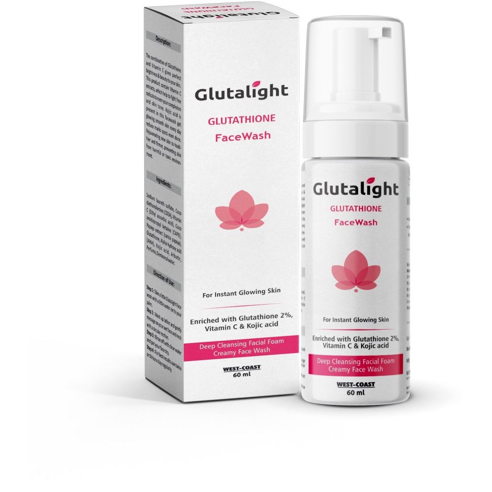 Glutalight Glutathione, Vitamin C, Kojic Acid Skin Lightening, Deep Cleansing Face Wash (60ml)