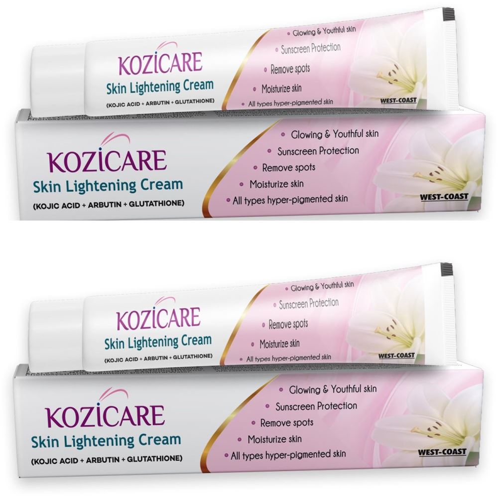 Kozicare Kojic Acid, Arbutin, Glutathione Skin Lightening Cream (15g, Pack of 2) Kozicare Kojic Acid, Arbutin, Glutathione Skin Lightening Cream (15g, Pack of 2)