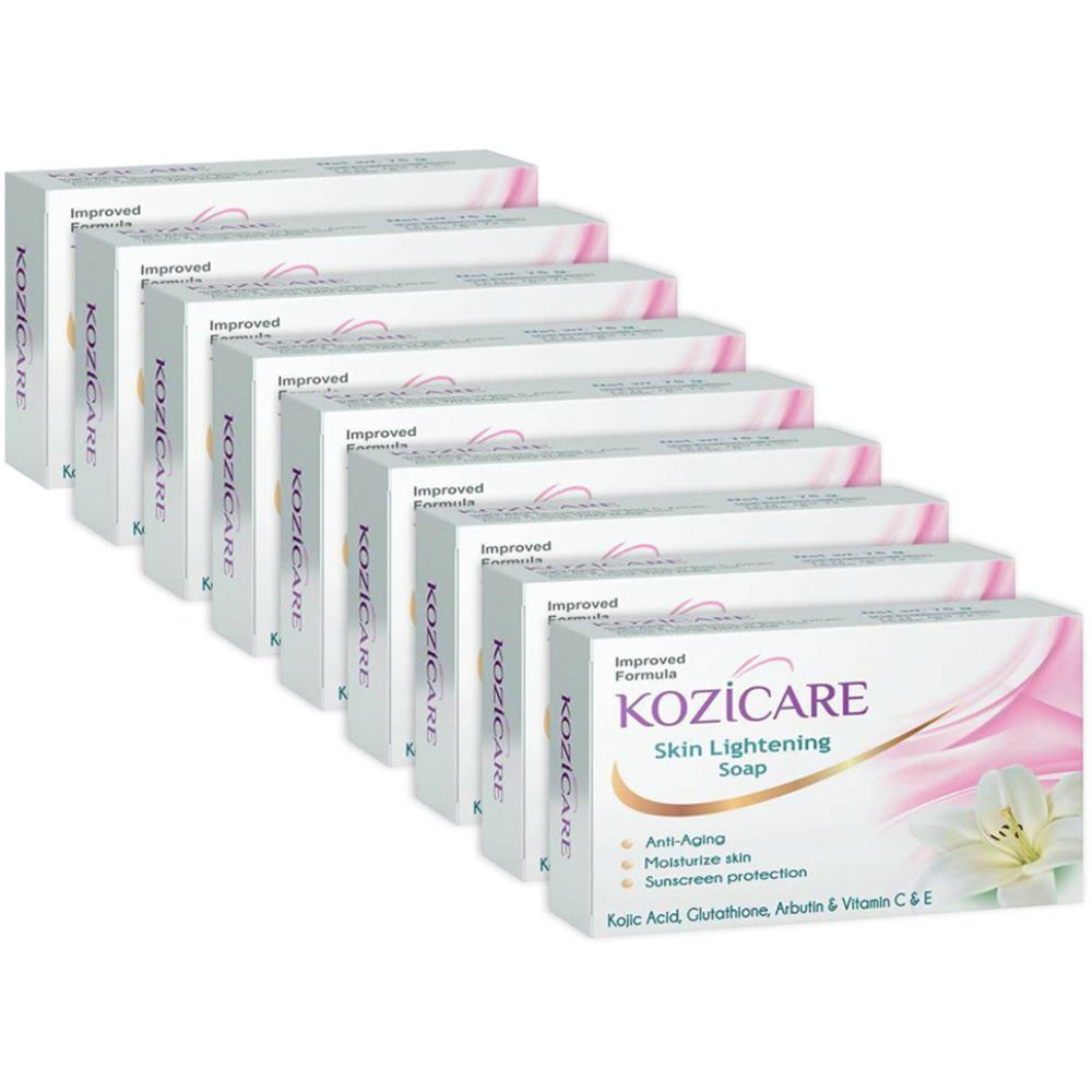 Kozicare Kojic Acid, Vitamin E, Arbutin Skin Lightening Soap (75g, Pack of 9) Kozicare Kojic Acid, Vitamin E, Arbutin Skin Lightening Soap (75g, Pack of 9)