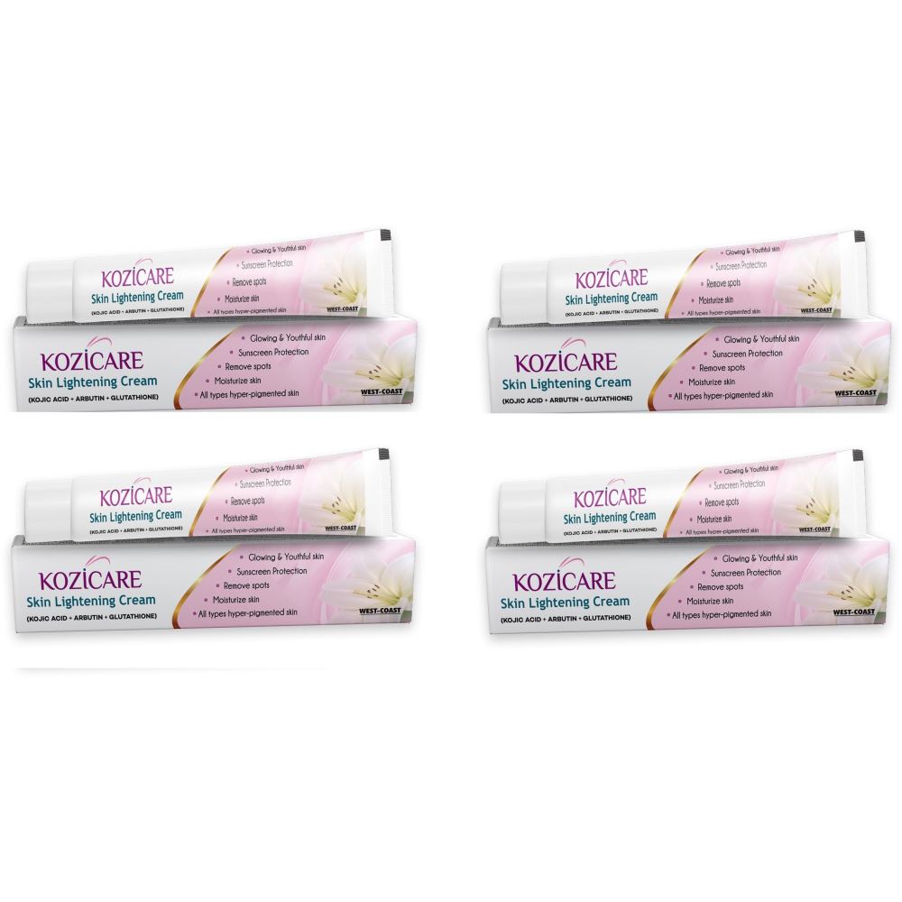 Kozicare Kojic Acid, Arbutin, Glutathione Skin Lightening Cream (15g, Pack of 4) Kozicare Kojic Acid, Arbutin, Glutathione Skin Lightening Cream (15g, Pack of 4)