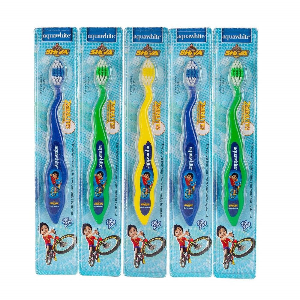 Aquawhite Shiva Zig Zag Kids Toothbrush (Age 3-14 Yr) (5Pack)