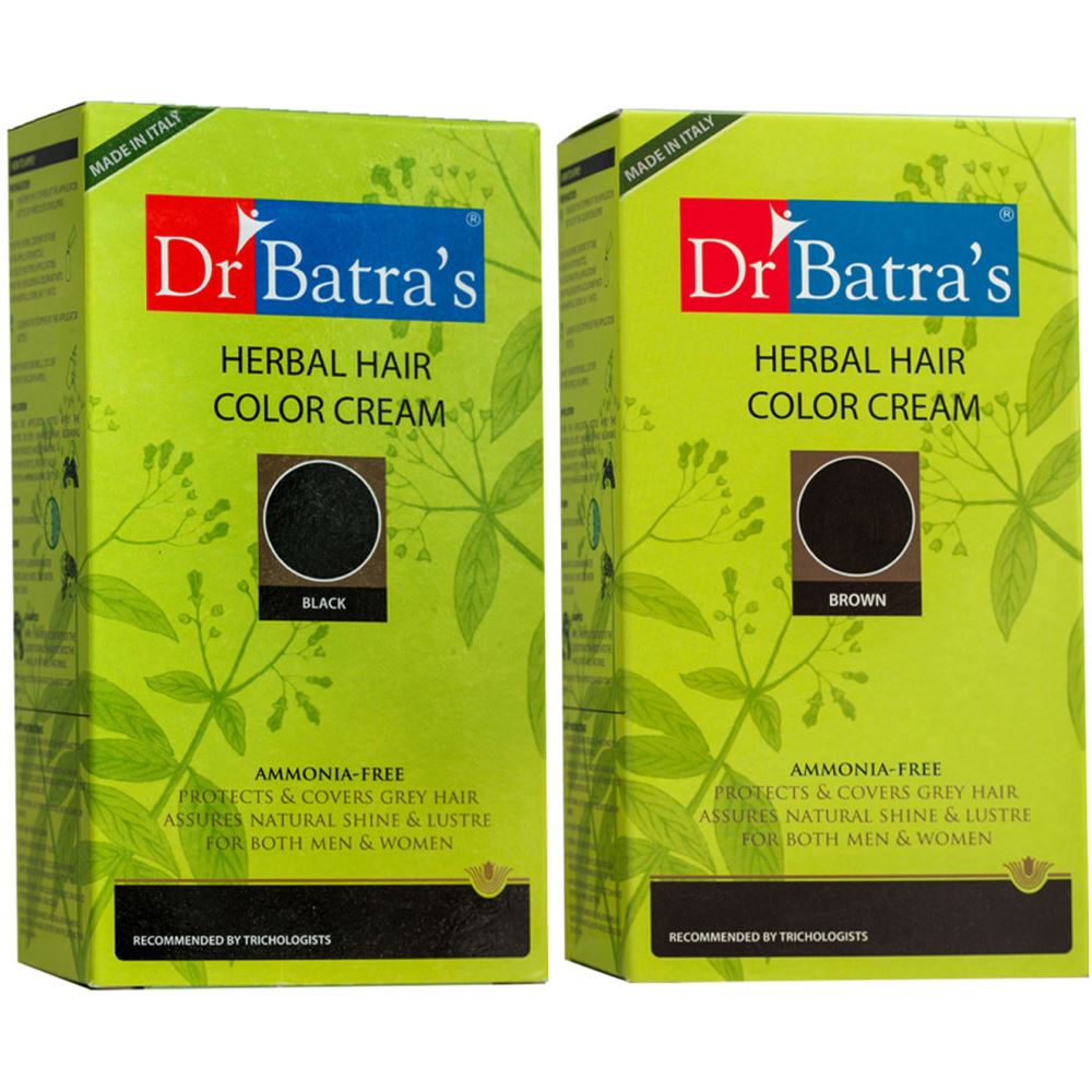 Dr Batras Herbal Hair Color Cream Black & Brown Combo (1Pack)