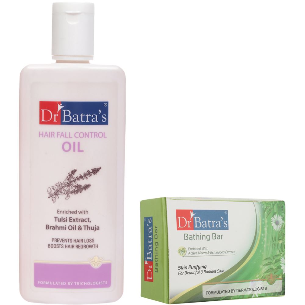 Dr Batras Hair Fall Control Oil & Skin Purifying Bathing Bar Combo (1Pack)