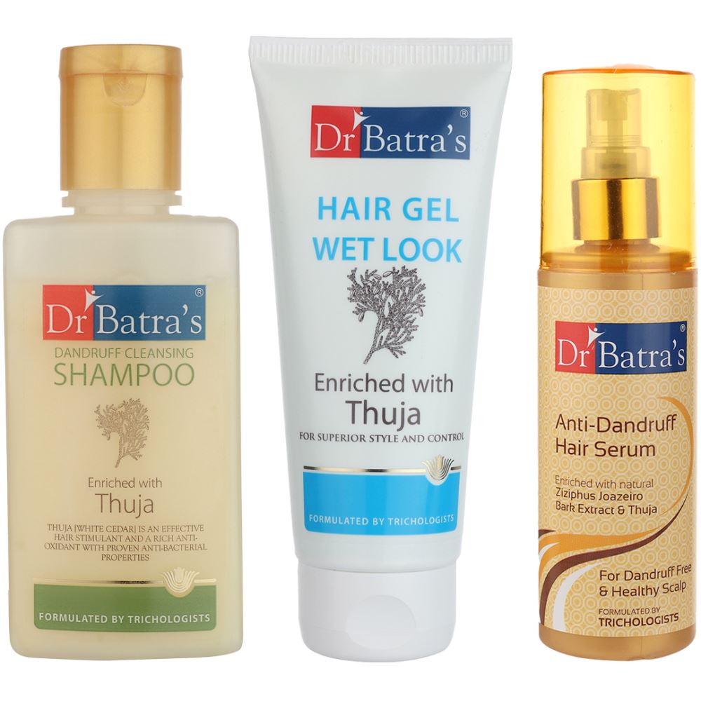 Dr Batras Dandruff Cleansing Shampoo, Hair Gel & Anti Dandruff Hair Serum Combo (1Pack)
