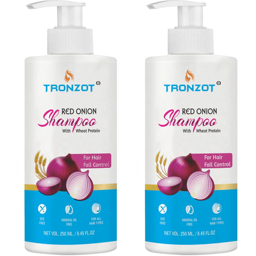 Tronzot Red Onion Shampoo With Wheat Protein (250ml, Pack of 2)