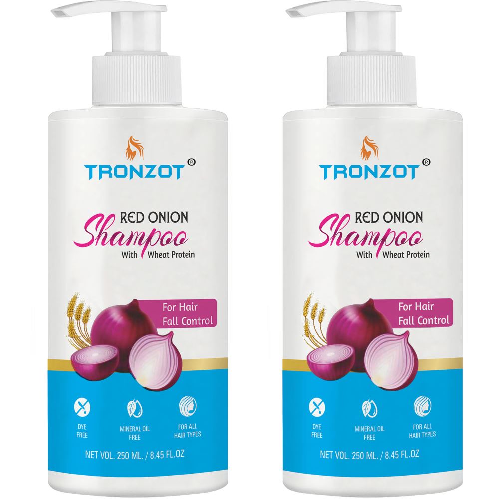 Tronzot Red Onion Shampoo With Wheat Protein (250ml, Pack of 2) Tronzot Red Onion Shampoo With Wheat Protein (250ml, Pack of 2)