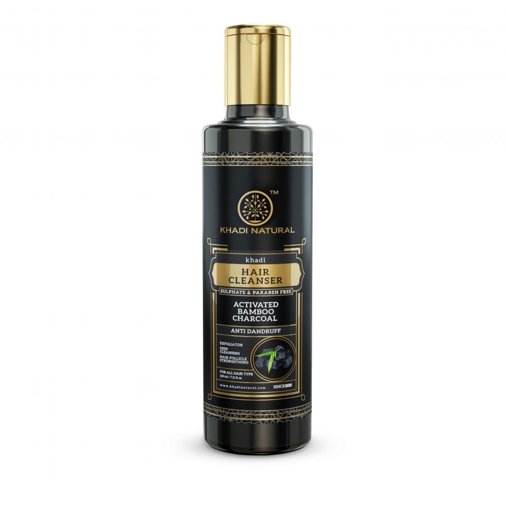 Khadi Natural Charcoal Cleanser & Shampoo With Activated Bamboo Charcoal Sulphate Paraben Free (210ml)
