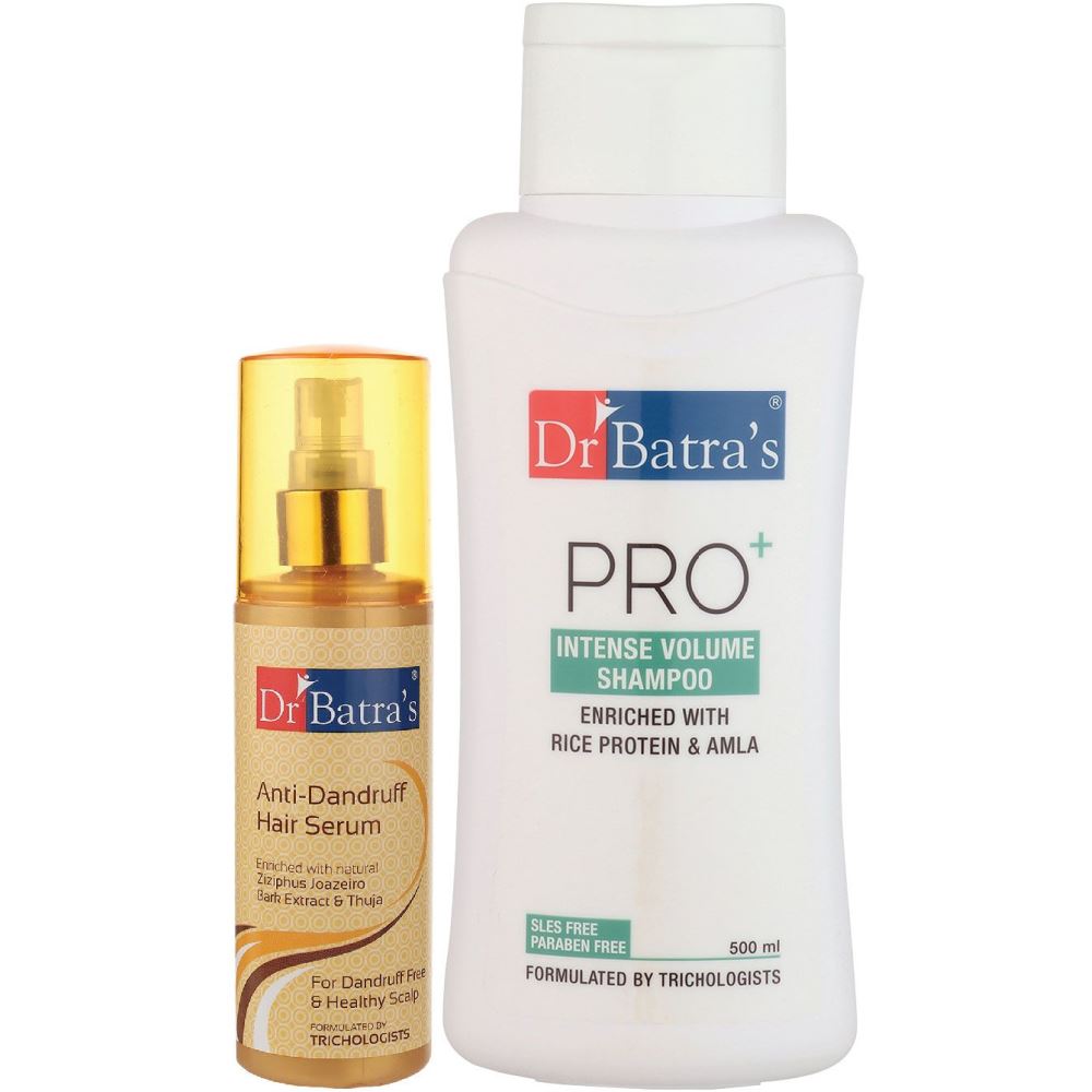 Dr Batras Anti Dandruff Hair Serum And Pro+ Intense Volume Shampoo Combo (125ML+500ML) (1Pack)
