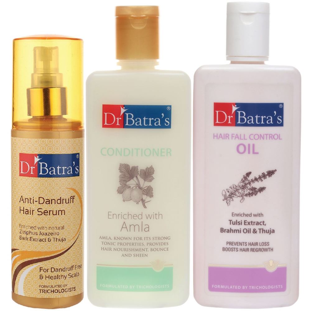 Dr Batras Anti Dandruff Hair Serum, Conditioner And Hair Fall Control Oil Combo (125ML+200ML+200ML) (1Pack)