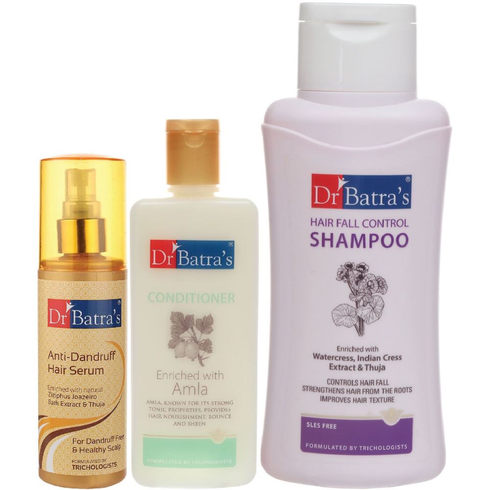 Dr Batras Anti Dandruff Hair Serum, Conditioner And Hair Fall Control Shampoo Combo (125ML+200ML+500ML) (1Pack)