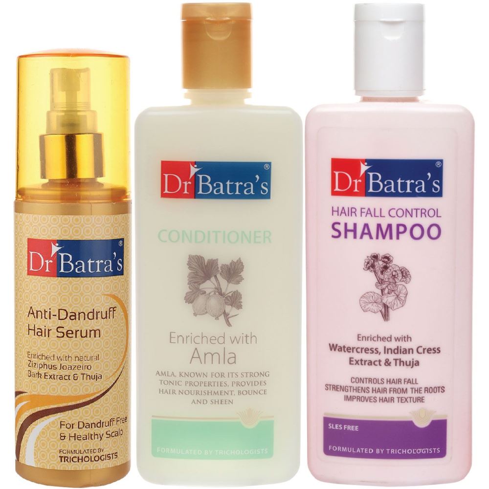 Dr Batras Anti Dandruff Hair Serum, Conditioner And Hairfall Control Shampoo Combo (125ML+200ML+200ML) (1Pack)