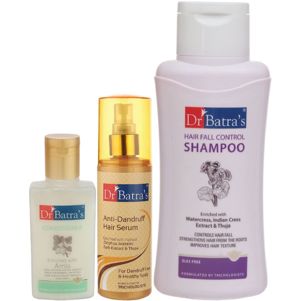 Dr Batras Anti Dandruff Hair Serum, Conditioner And Hair Fall Control Shampoo Combo (125ML+100ML+500ML) (1Pack)