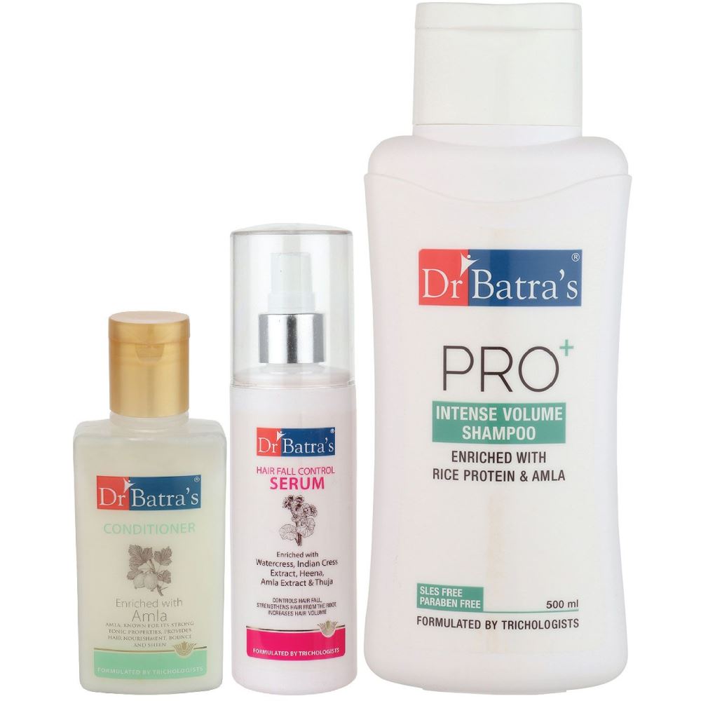 Dr Batras Hair Fall Control Serum, Conditioner And Pro+ Intense Volume Shampoo Combo (125ML+100ML+500ML) (1Pack)