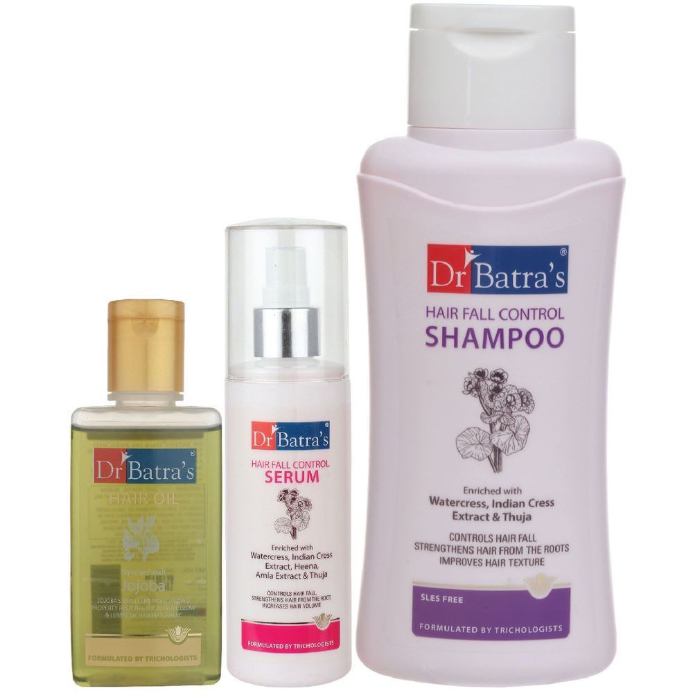 Dr Batras Hair Fall Control Serum, Hair Fall Control Shampoo And Hair Oil Combo (125ML+500ML+100ML) (1Pack)