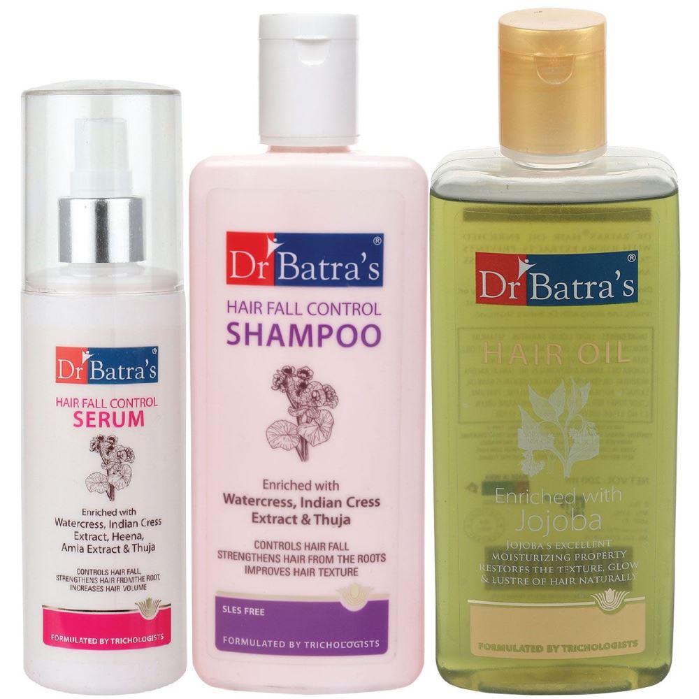 Dr Batras Hair Fall Control Serum, Hairfall Control Shampoo And Hair Oil Combo (125ML+200ML+200ML) (1Pack)