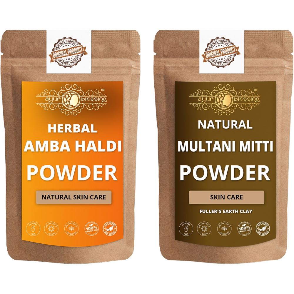 Ayur Blessing Amba Haldi and Multani Mitti Powder Combo Pack (1Pack)