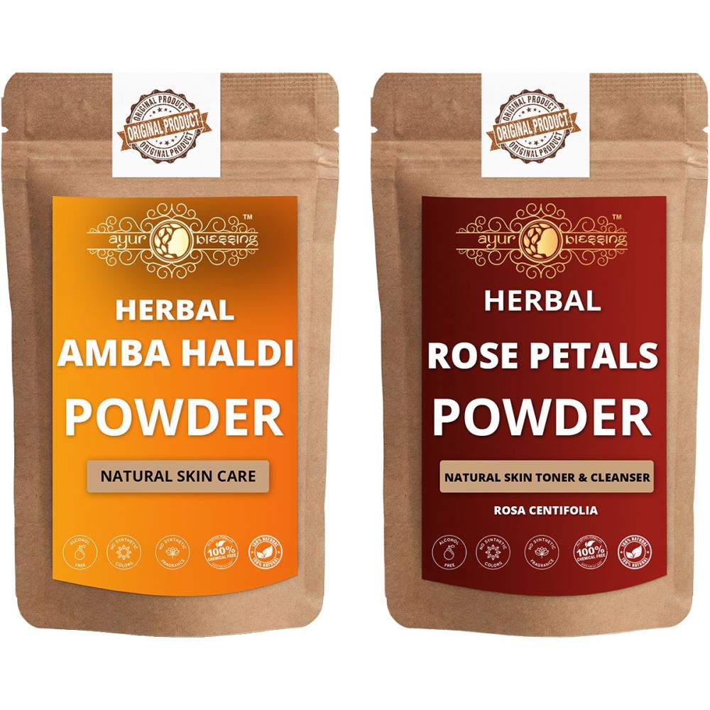 Ayur Blessing Amba Haldi and Rose Petals Powder Combo Pack (1Pack)