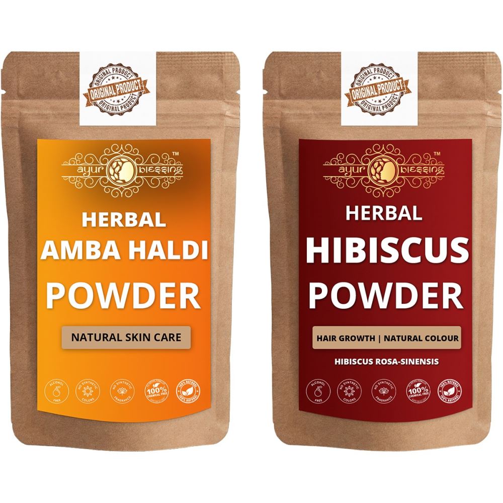Ayur Blessing Amba Haldi and Hibiscus Powder Combo Pack (1Pack)