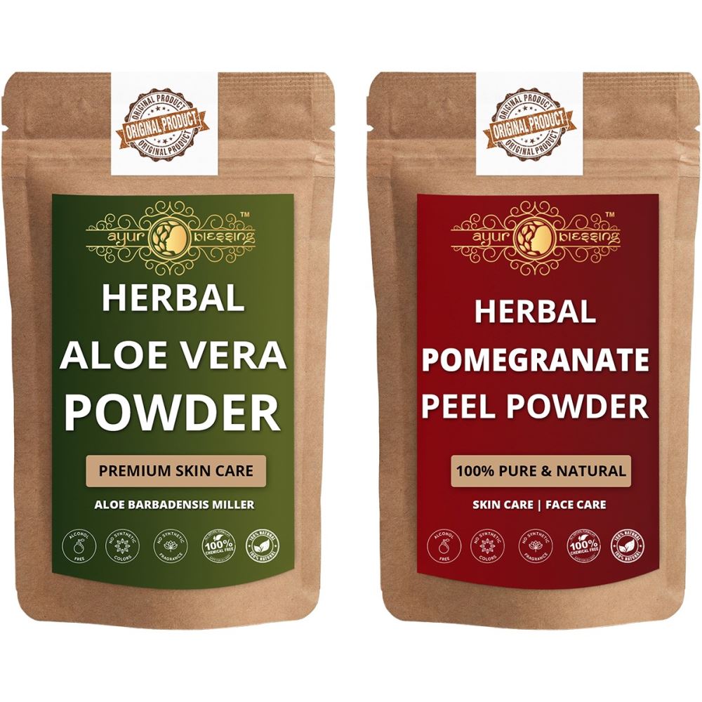 Ayur Blessing Aloe Vera Leaf and Pomegranate Peel Powder Combo Pack (1Pack)