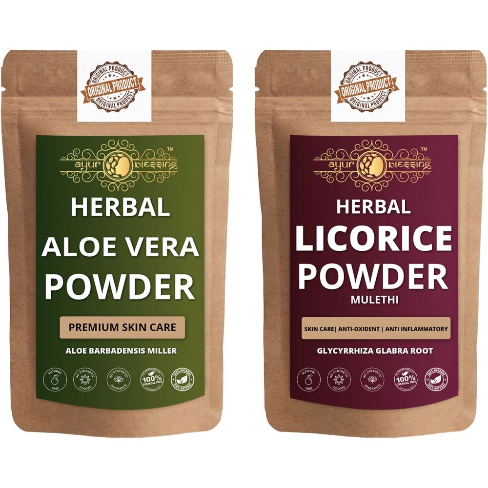 Ayur Blessing Aloe Vera Leaf and Licorice Powder Combo Pack (1Pack) Ayur Blessing Aloe Vera Leaf and Licorice Powder Combo Pack (1Pack)