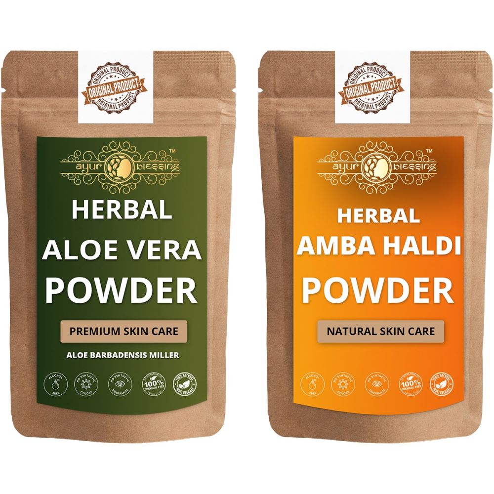 Ayur Blessing Aloe Vera Leaf and Amba Haldi Powder Combo Pack (1Pack) Ayur Blessing Aloe Vera Leaf and Amba Haldi Powder Combo Pack (1Pack)
