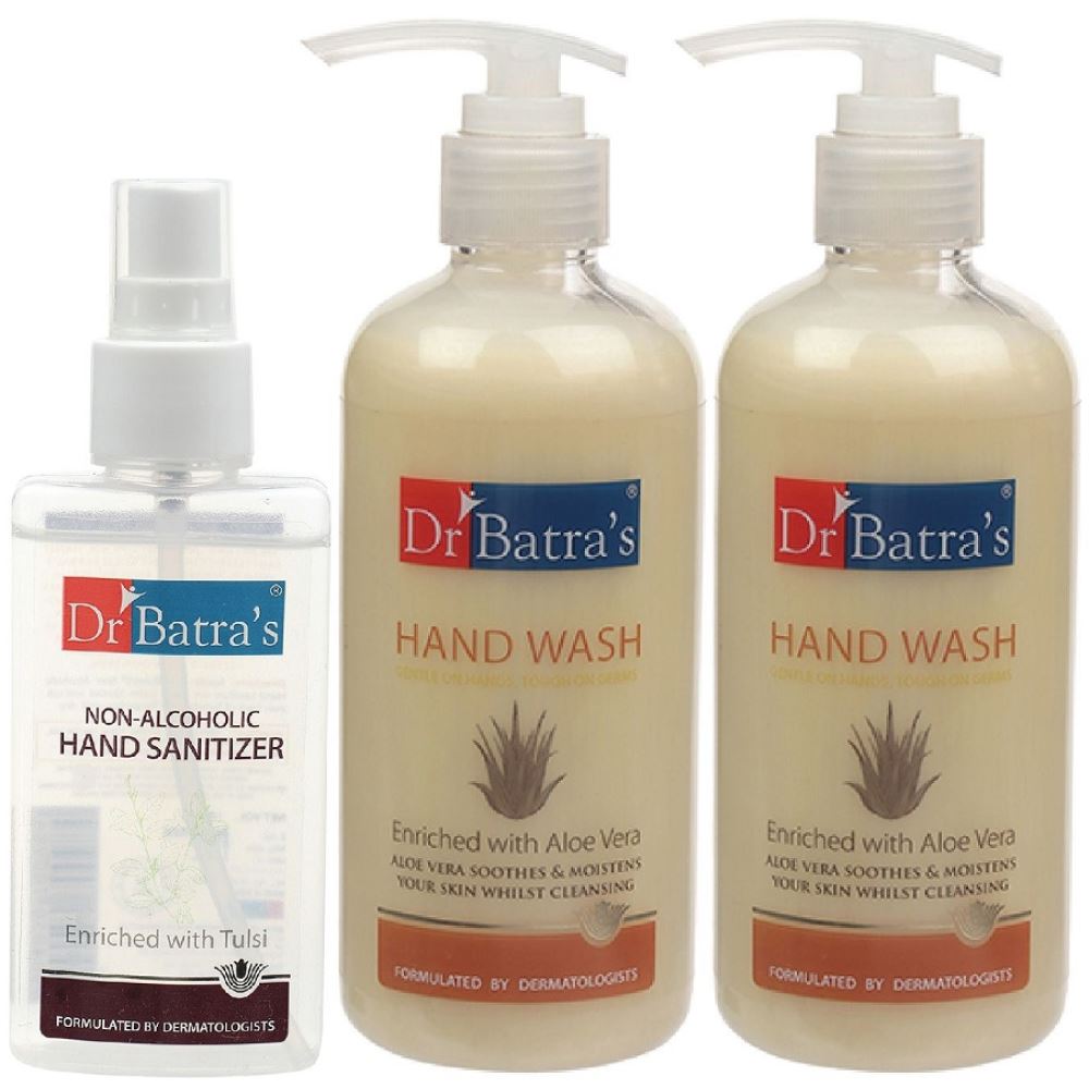 Dr Batras Aloevera Hand Wash & Non Alcoholic Hand Sanitizer Combo (1Pack)