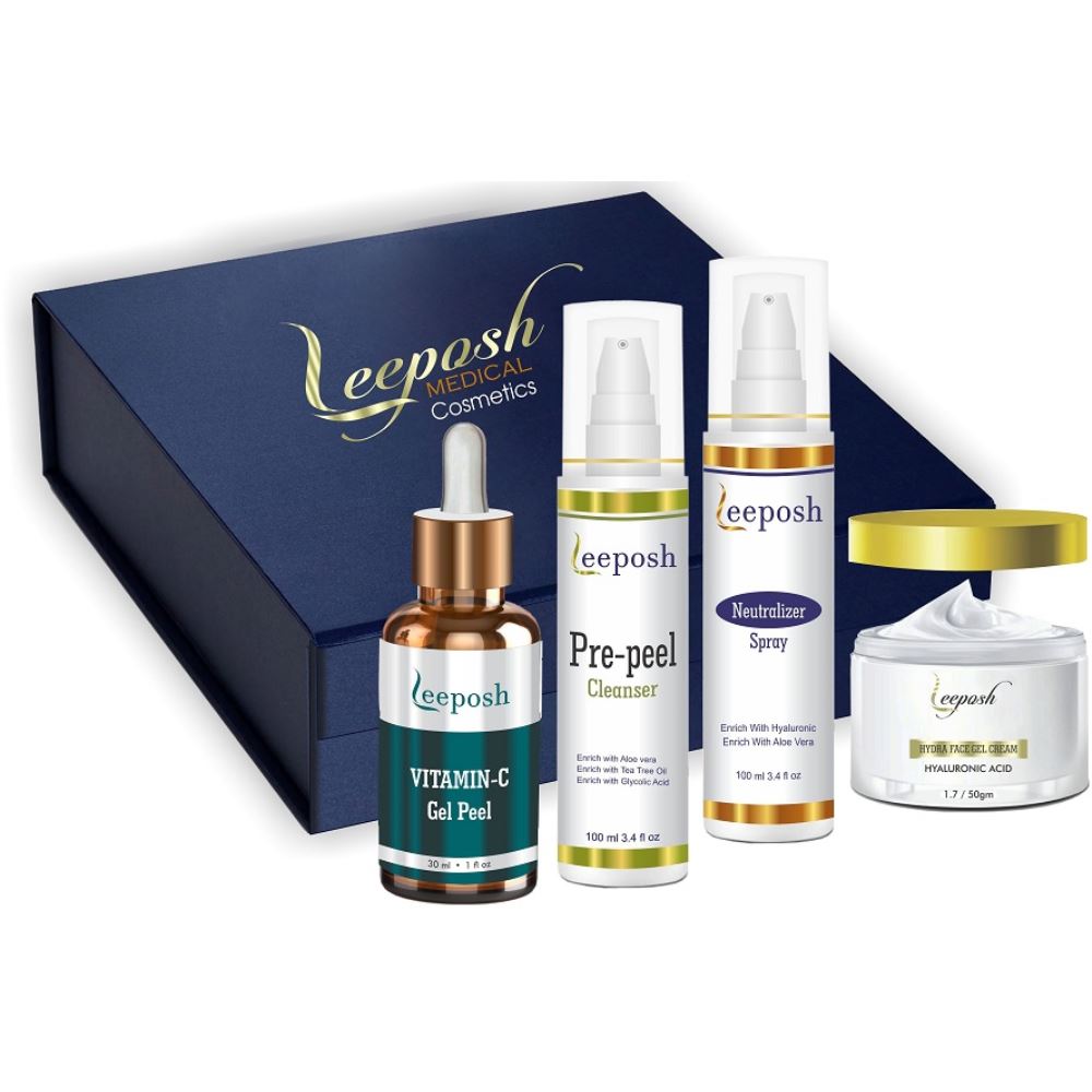 Leeposh Vitamin C Gel Peel, Pre Peel Cleanser, Neutralizer Spray & Hydra Face Gel Cream Combo (1Pack)