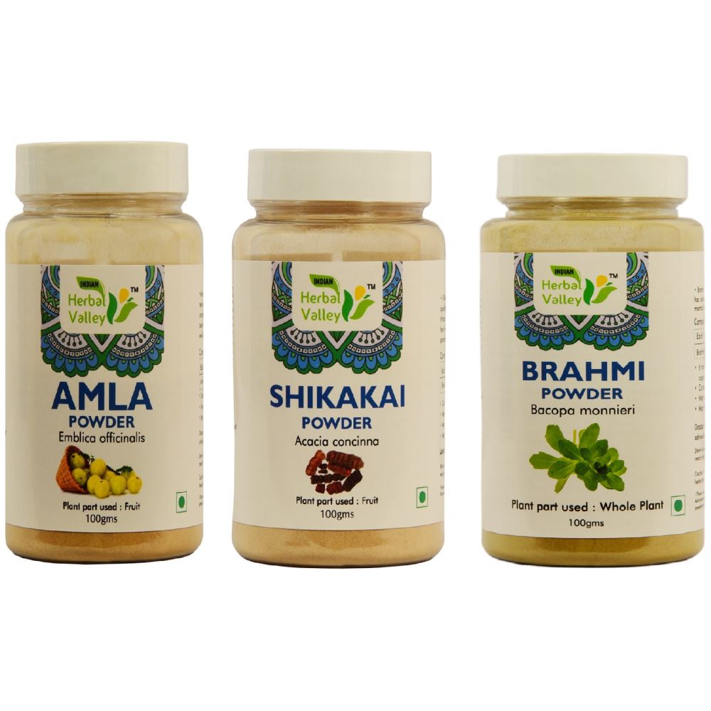 Indian Herbal Valley Amla, Shikakai & Brahmi Powder Combo (1Pack) Indian Herbal Valley Amla, Shikakai & Brahmi Powder Combo (1Pack)