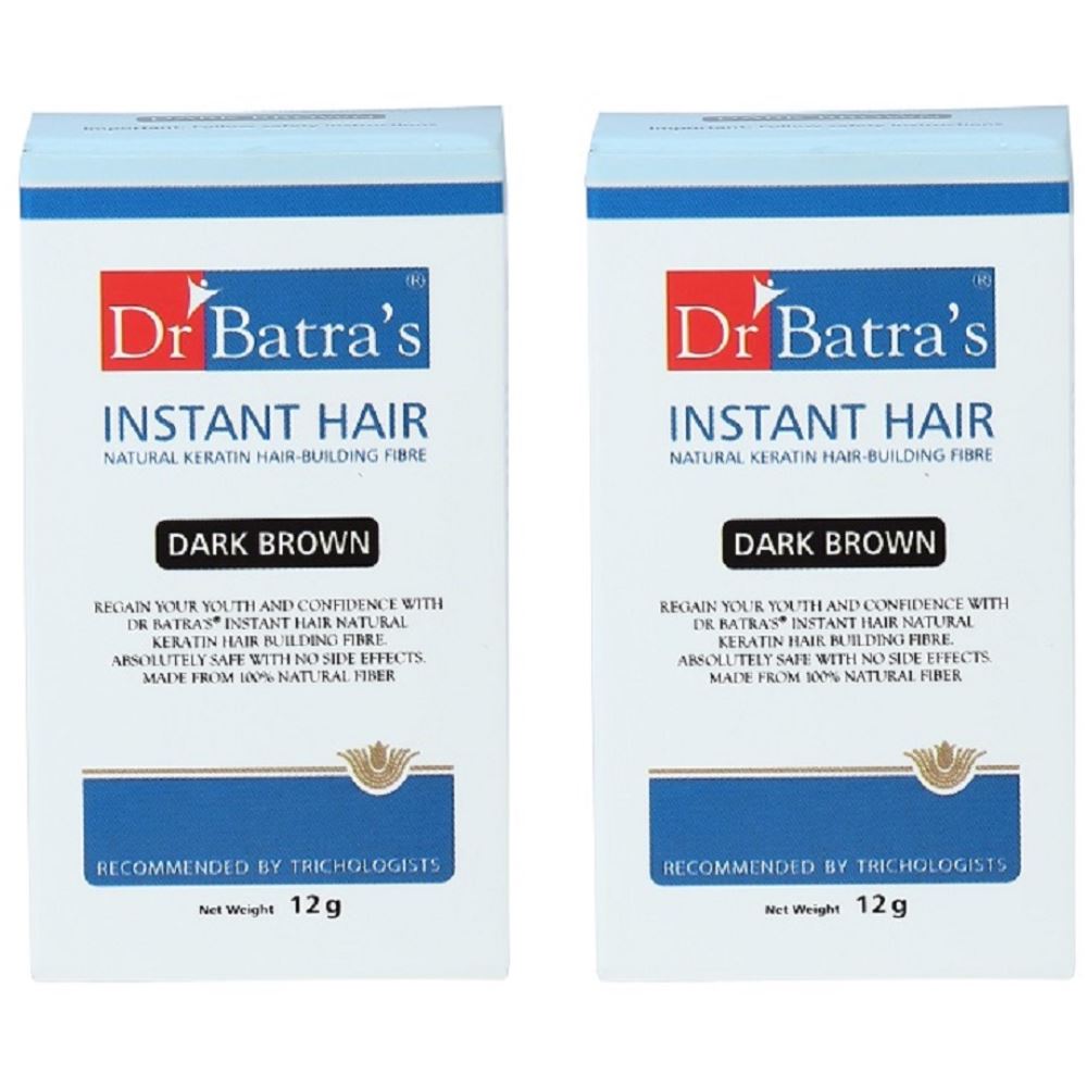 Dr Batras Instant Hair Natural Keratin Dark Brown (12g, Pack of 2)