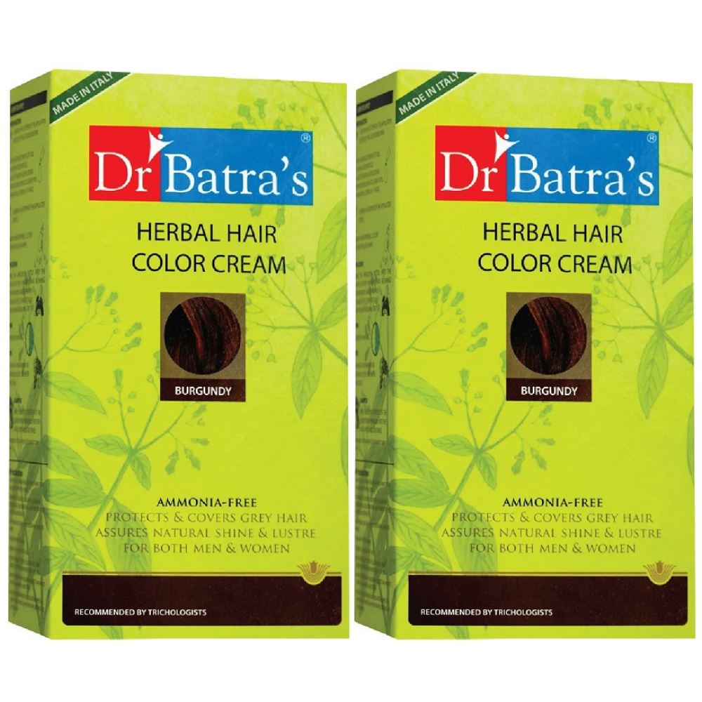 Dr Batras Herbal Hair Color Cream (Burgundy) (130g, Pack of 2)