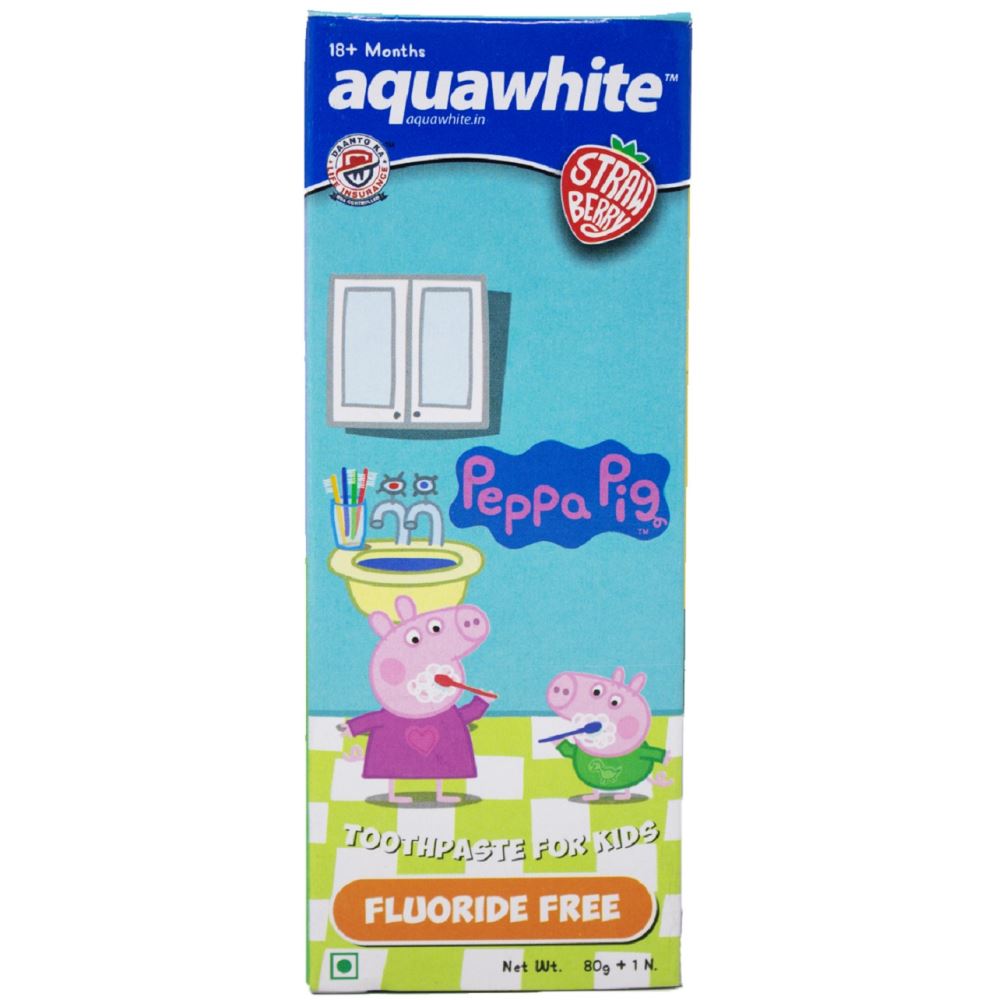 Aquawhite Peppa Pig Toothpaste Strawberry Flavour Fluoride Free (Age 2-14 Years) (80g)