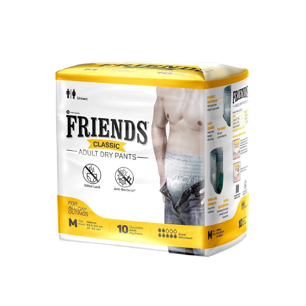 Friends Classic Adult Diapers Pants Style (M, Pack of 10)