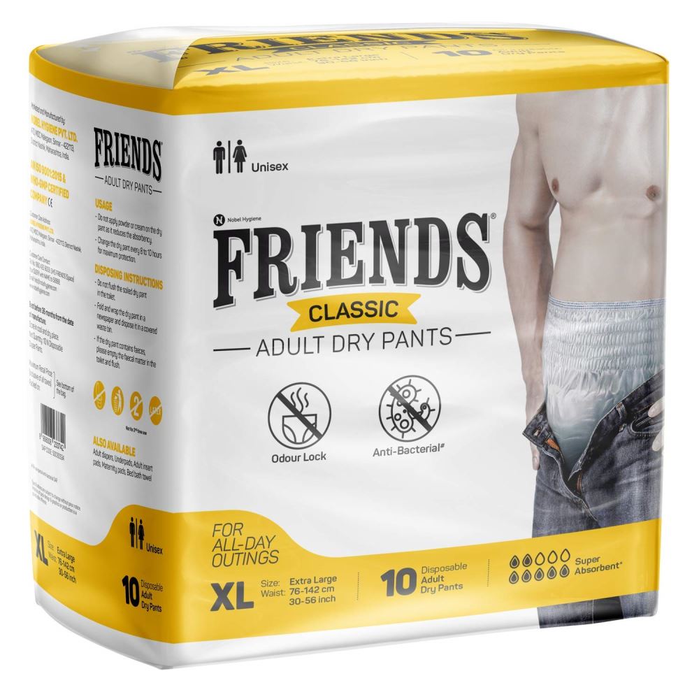 Friends Classic Adult Diapers Pants Style (XL, Pack of 10)