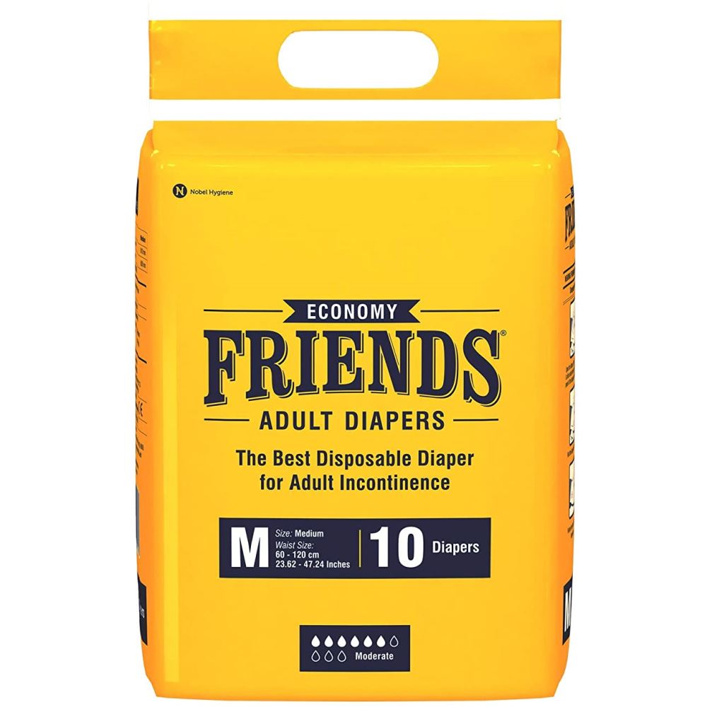 Friends Economy Adult Diapers Tape Style (M, Pack of 10)