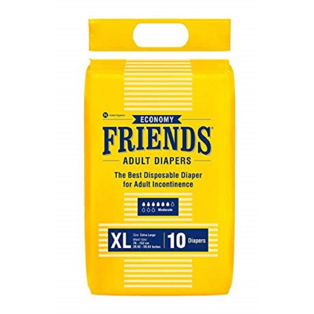 Friends Economy Adult Diapers Tape Style (XL, Pack of 10) Friends Economy Adult Diapers Tape Style (XL, Pack of 10)